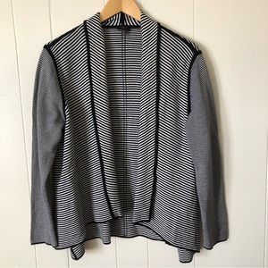 Talbots Open Front Striped Cotton Blend Cardigan Sweater Size XLP